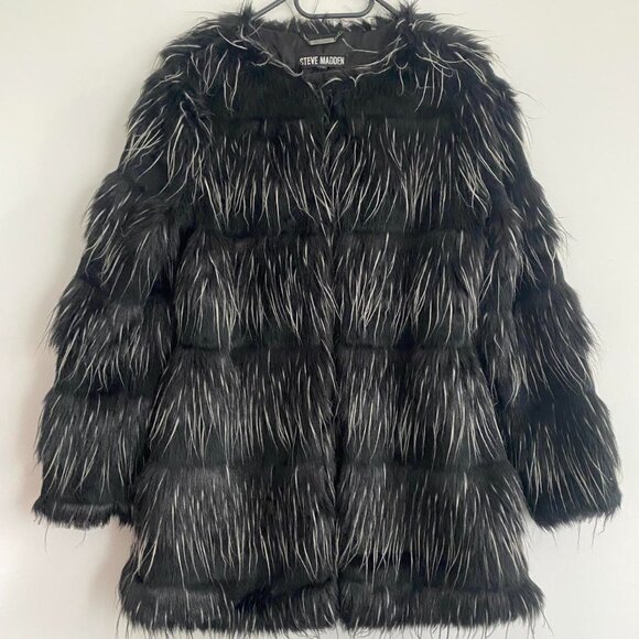 Steve Madden Jackets & Blazers - STEVE MADDEN Aesthetic Gothic Shaggy GLAM Faux Fur Coat Size M